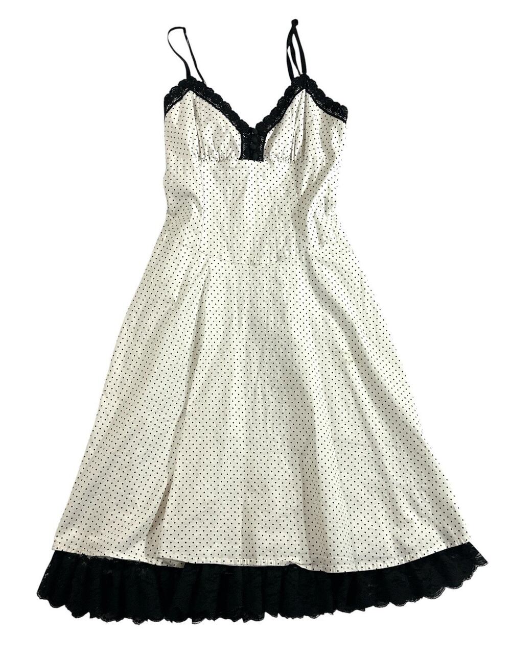 Trixxi Polka Dot Dress Size II Black Lace Rockabilly Pinup Made in USA